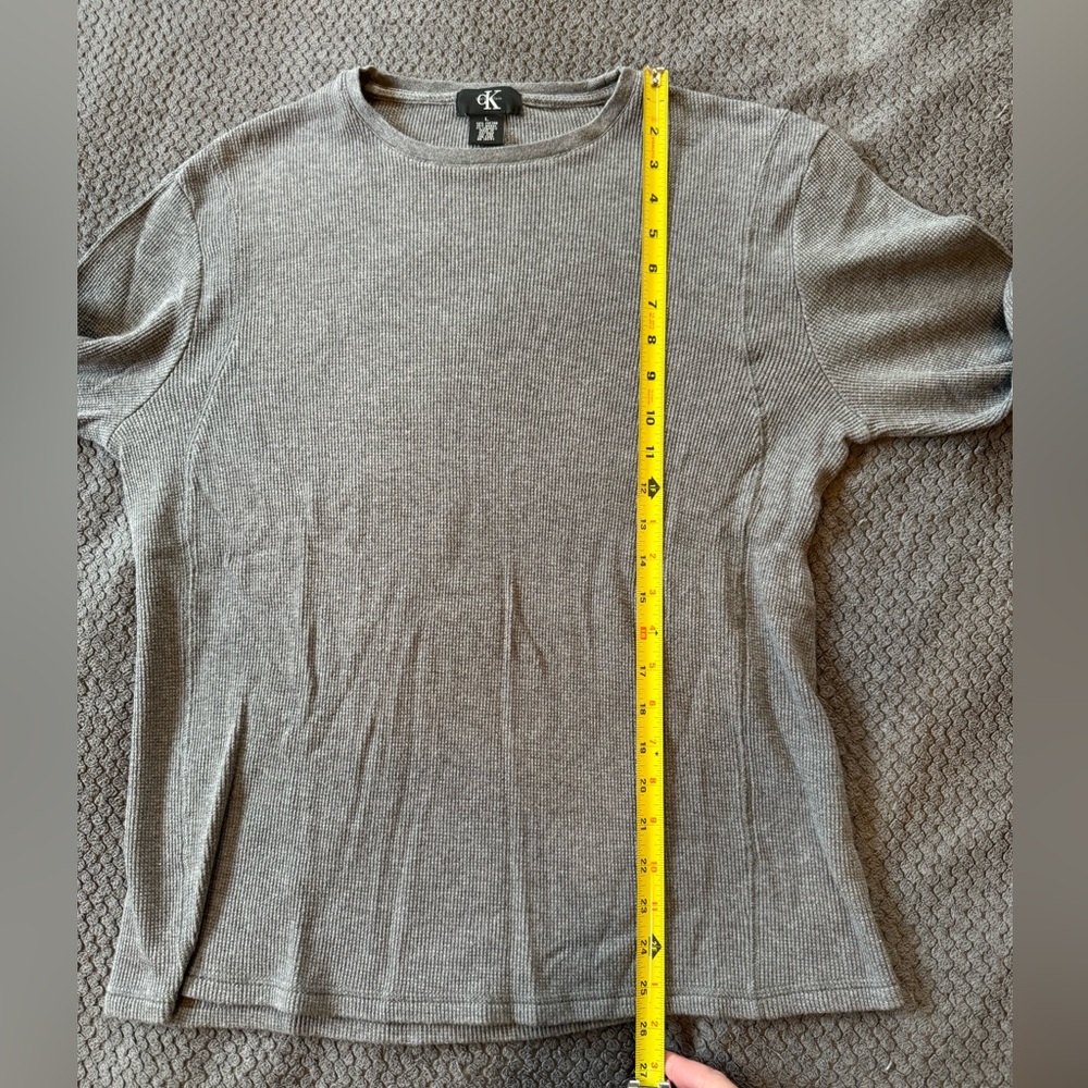Mens Large Calvin Klein Grey Waffle Knit Base Layer warm thermal top - Picture 5 of 9